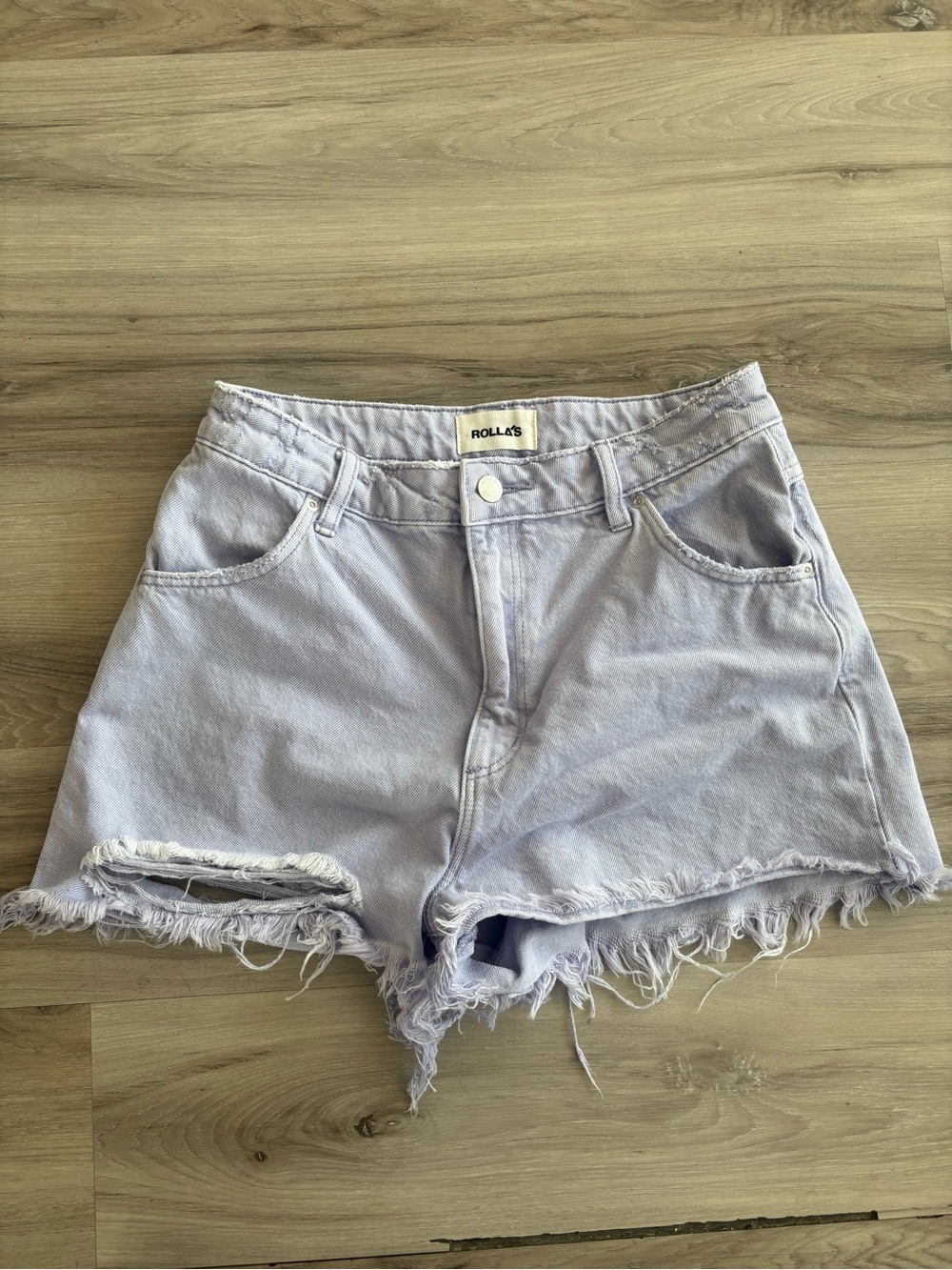 Rollas 28 Duster Purple High Rise Slim Cut Off Jeans